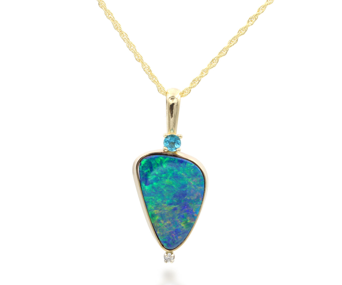 Ocean Blue Opal Diamond Necklace Set – Ambrosia