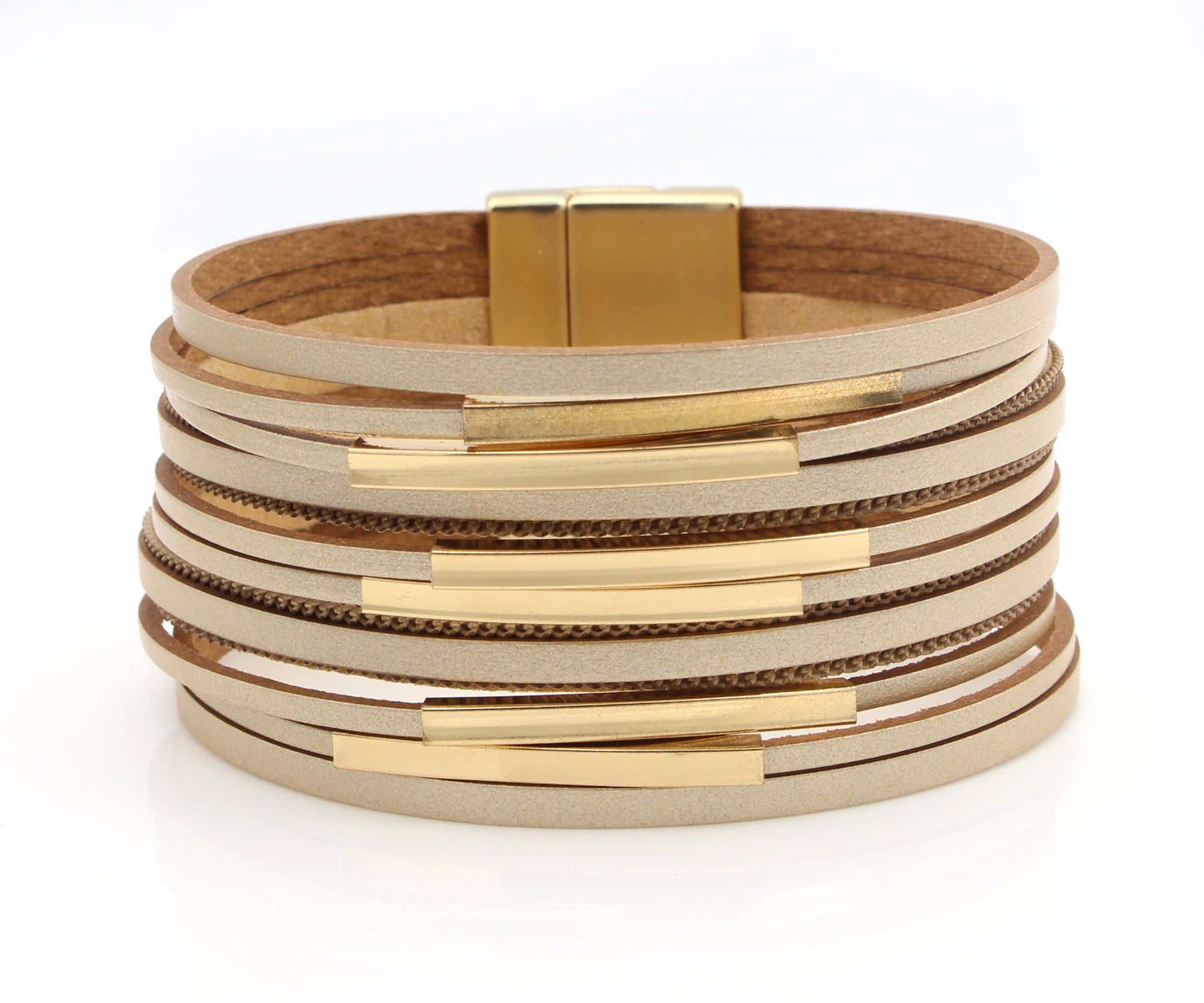 Slim Dark Gold • Leather Bracelet | INMIND Handcrafted Jewellery Thin Leather Multi-Layered Bracelet, Double Wrap