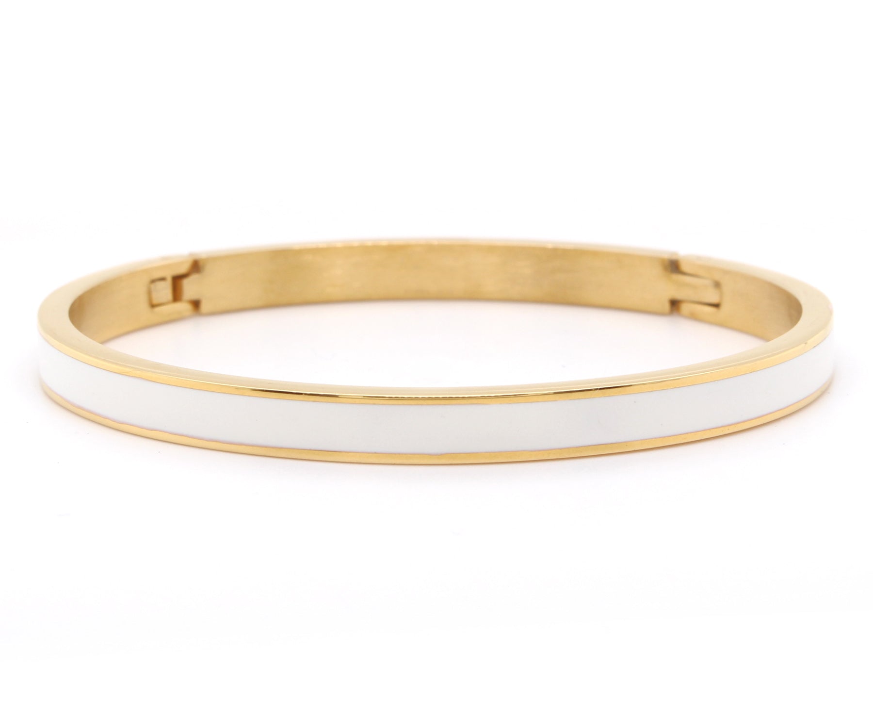 White Enamel Gold Bangle Bracelet – Ambrosia