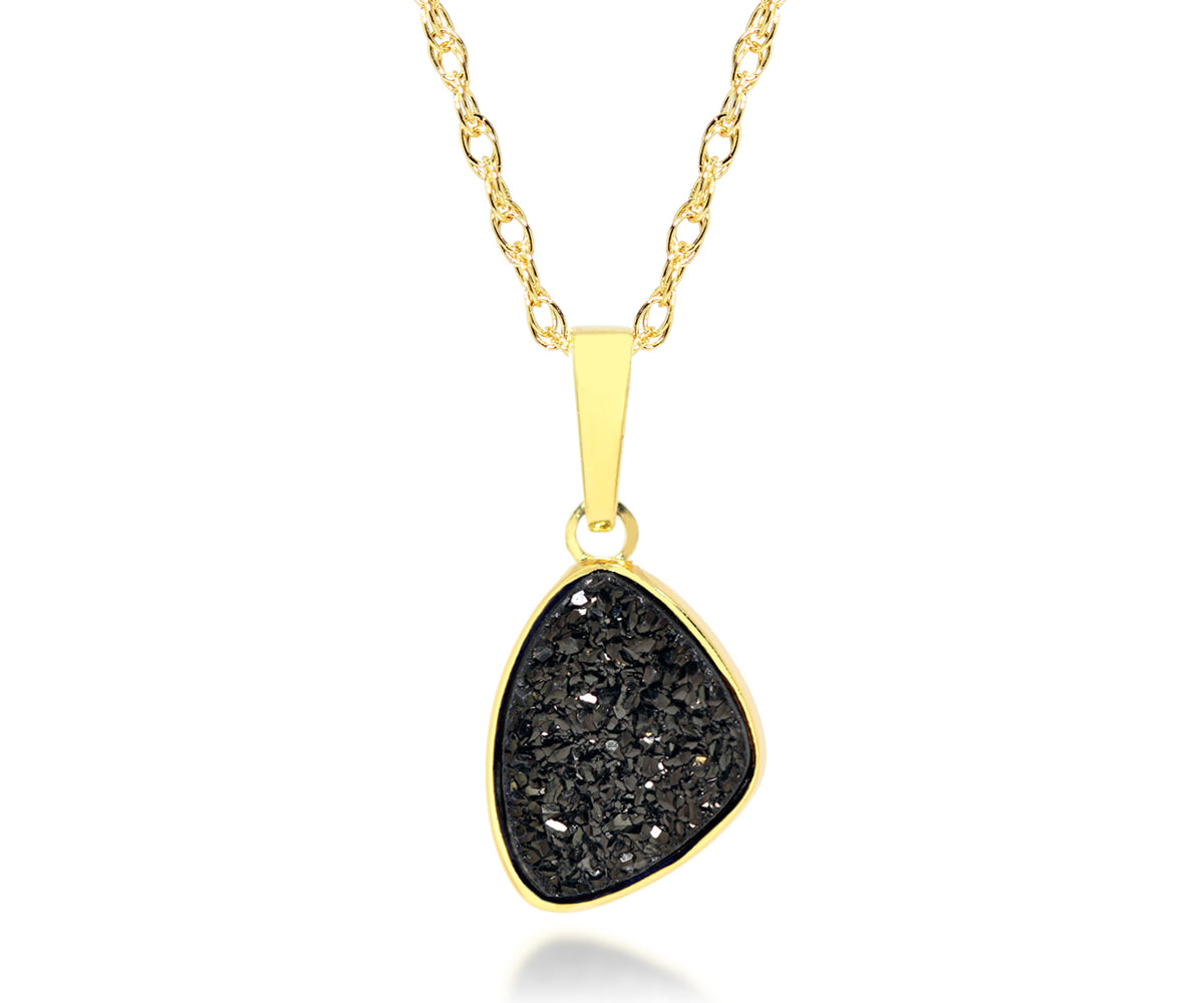 Small Trillion Black Druzy 14k Vermeil Necklace – Ambrosia